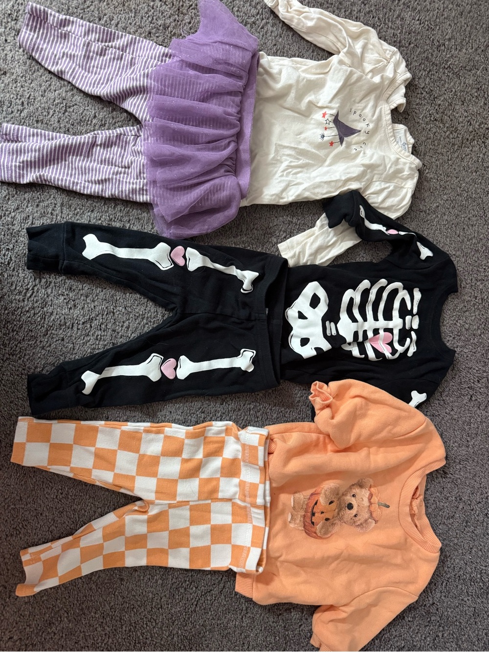 Carter's Black Skeleton Two-Piece Costume Set with Pink Hearts